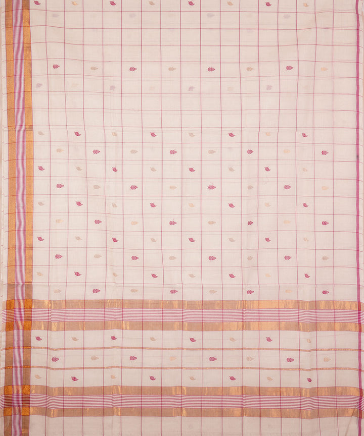 White handwoven cotton venkatagiri saree