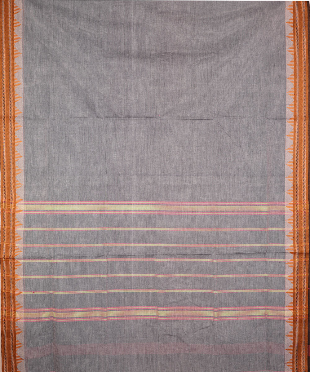 Grey hand loom cotton venkatagiri saree