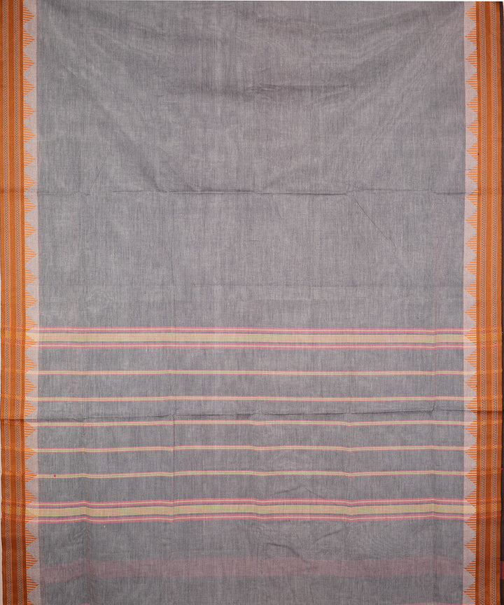 Grey hand loom cotton venkatagiri saree