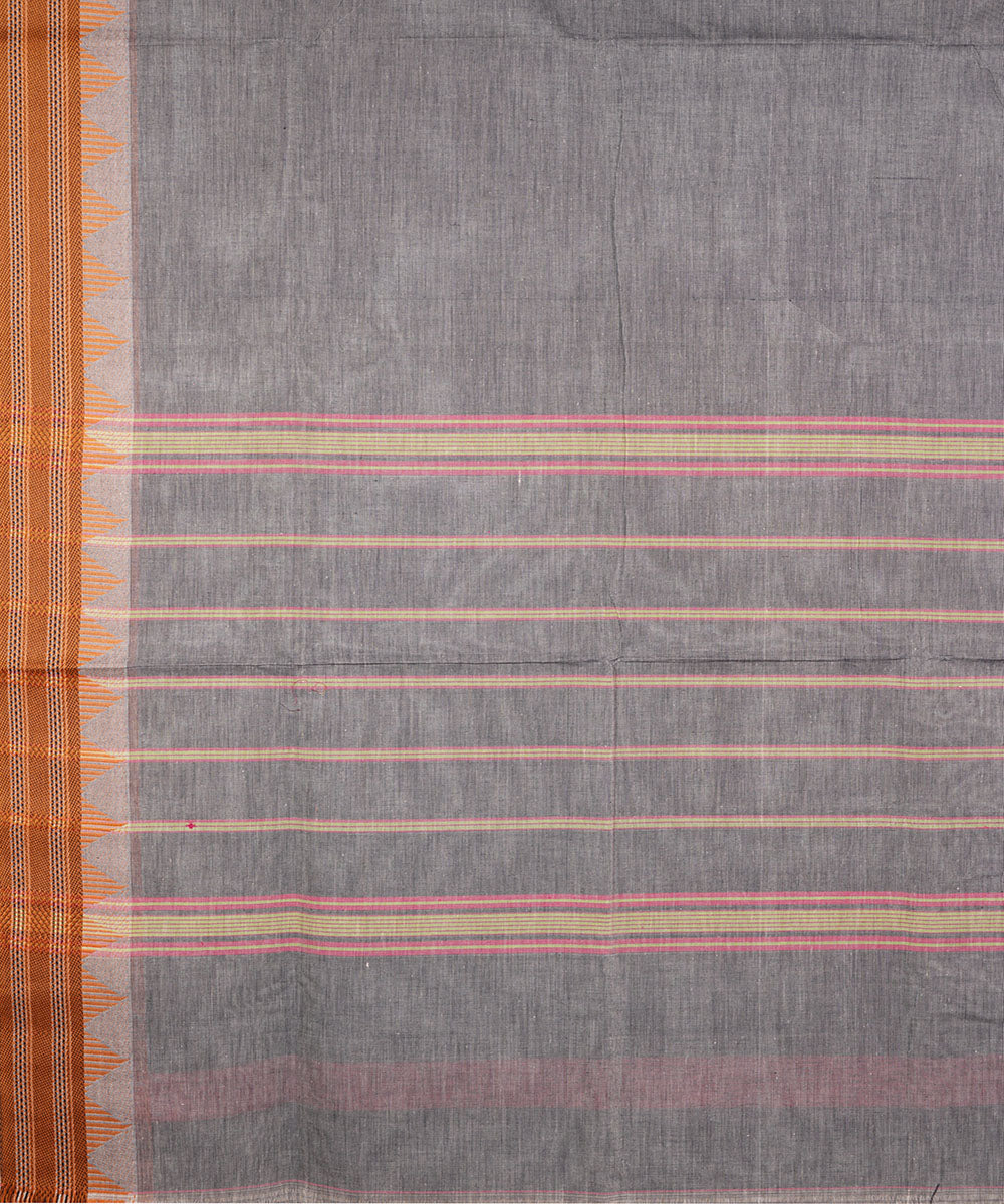 Grey hand loom cotton venkatagiri saree