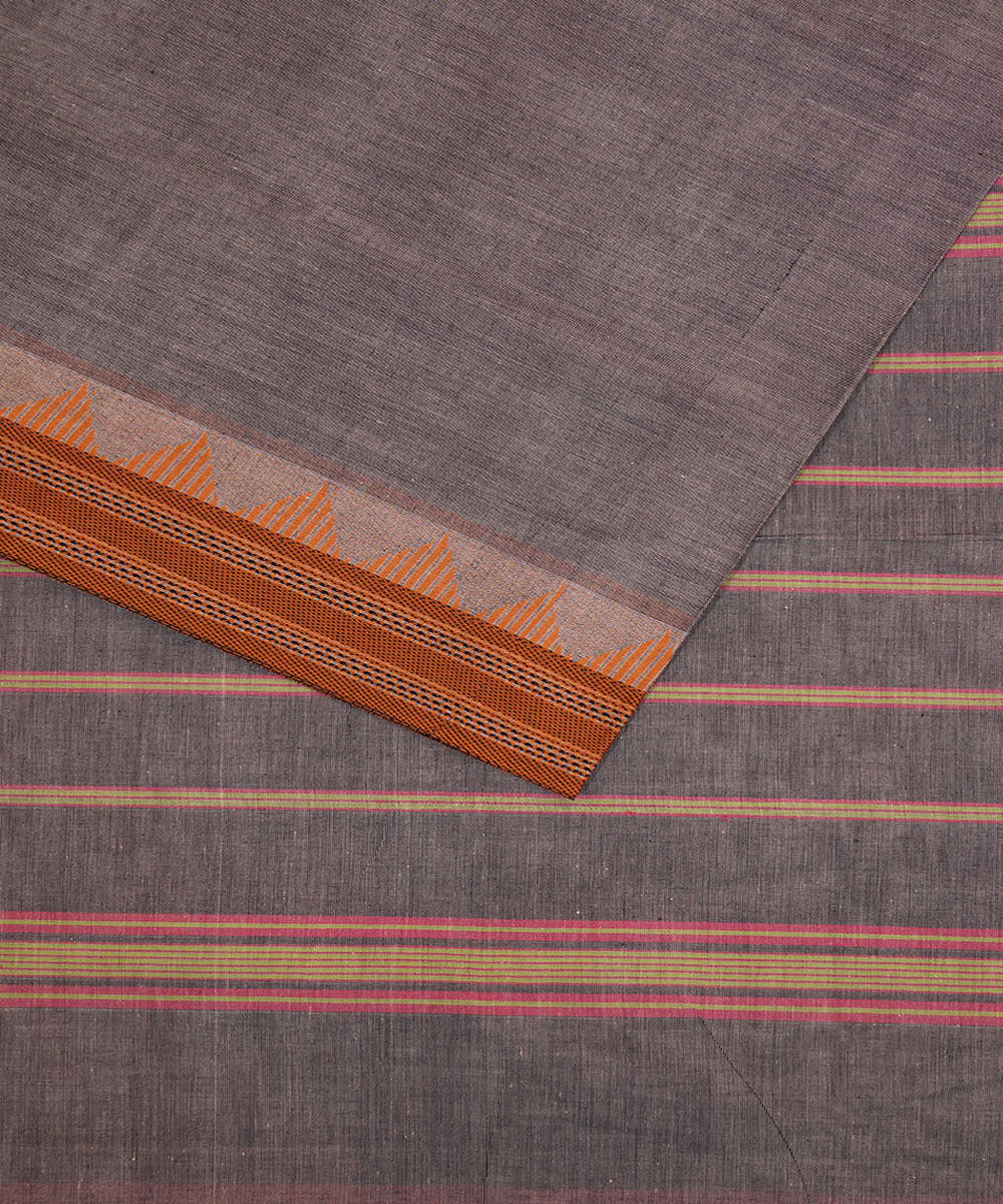 Grey hand loom cotton venkatagiri saree
