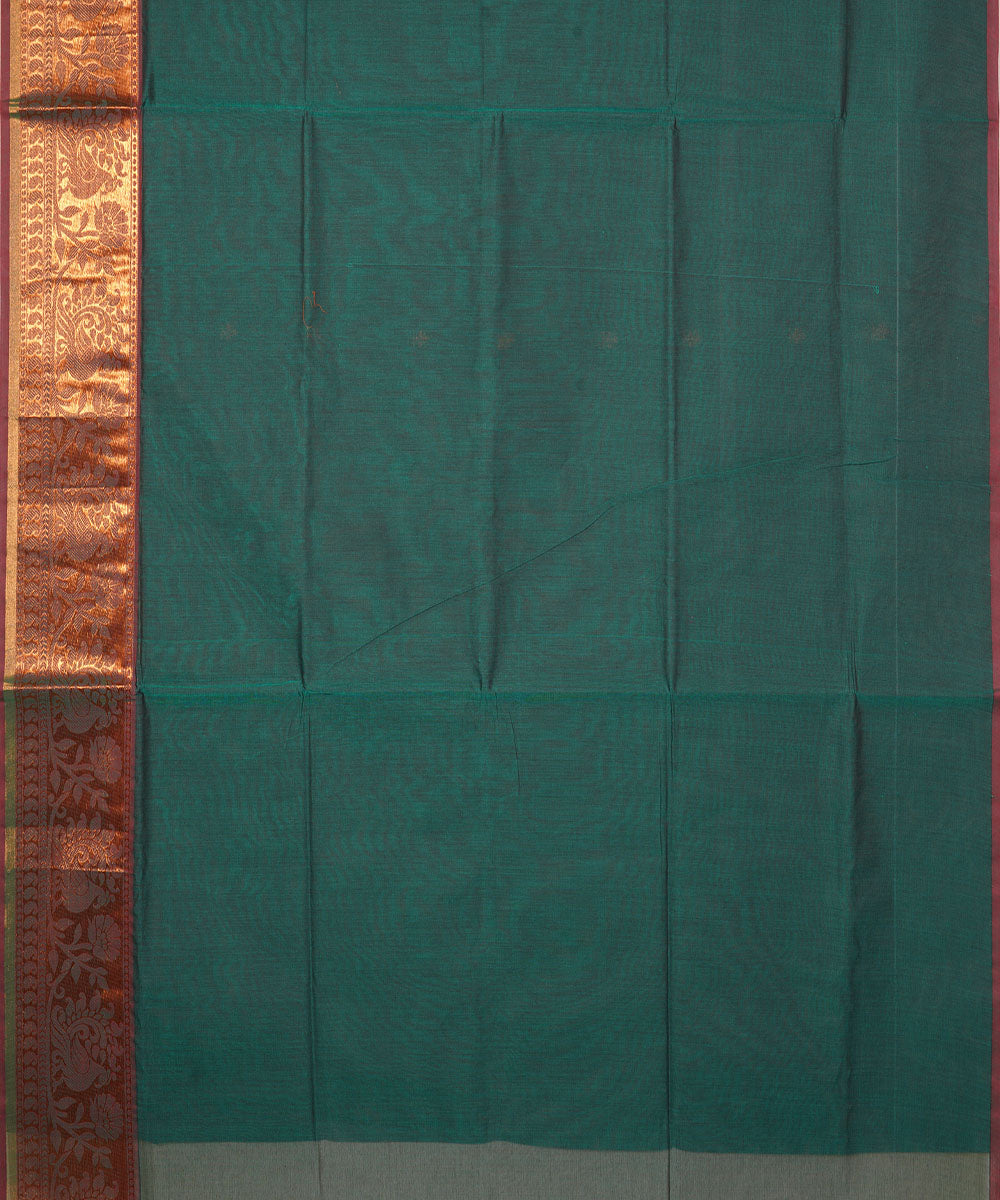 Dark green hand loom cotton venkatagiri saree