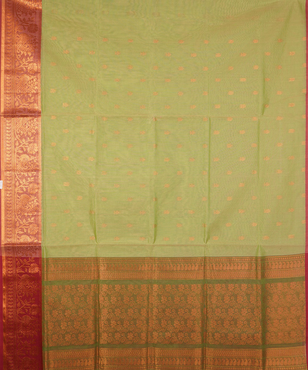 Light green hand loom cotton venkatagiri saree