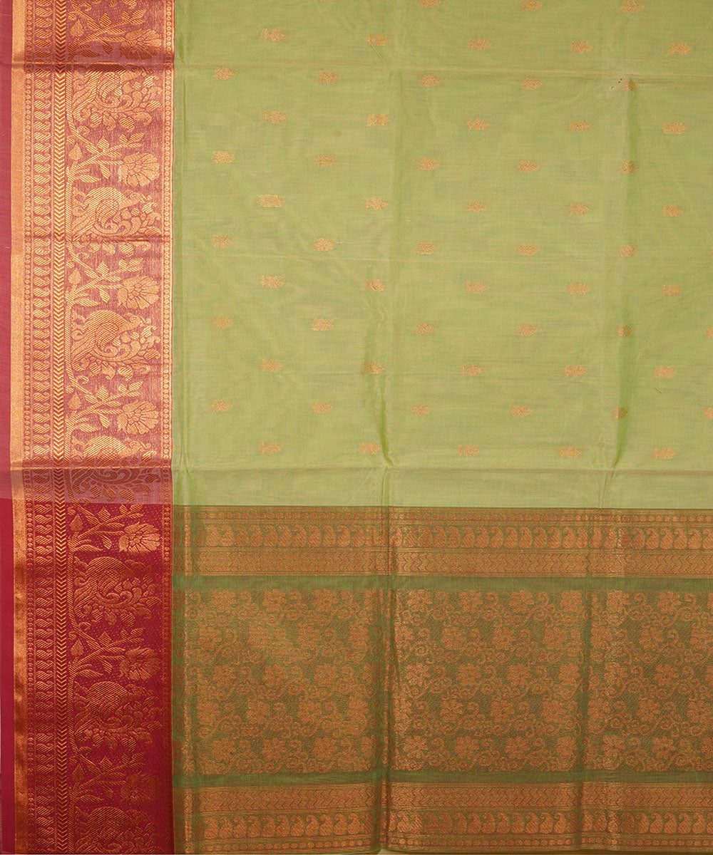 Light green hand loom cotton venkatagiri saree