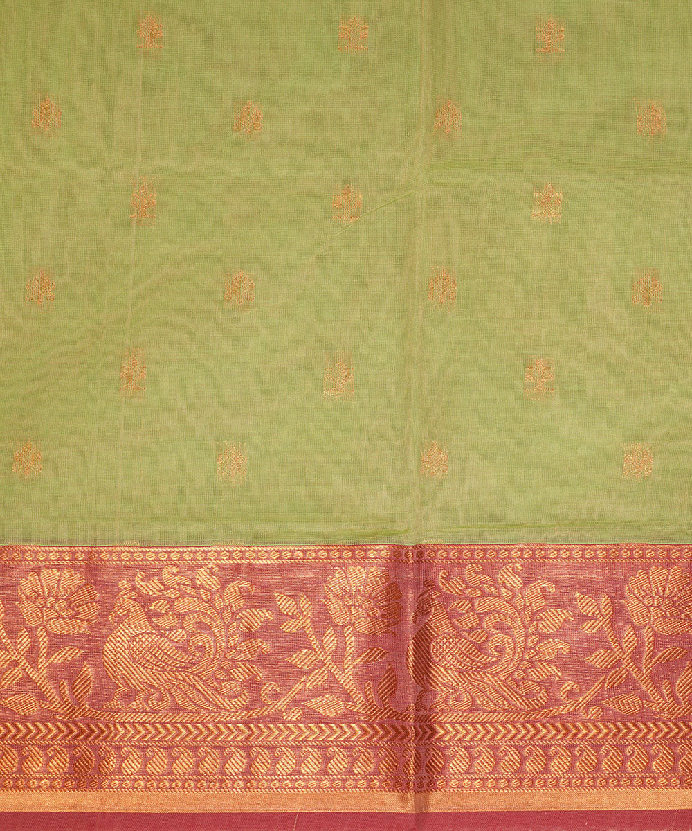 Light green hand loom cotton venkatagiri saree