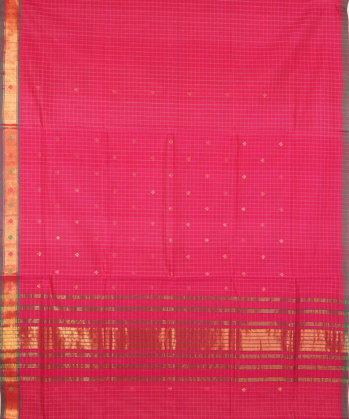 Pink handwoven cotton venkatagiri saree