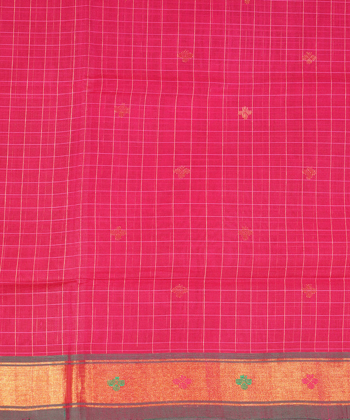 Pink handwoven cotton venkatagiri saree