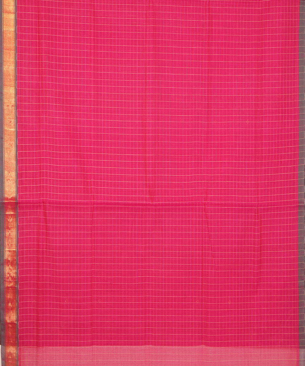 Pink handwoven cotton venkatagiri saree