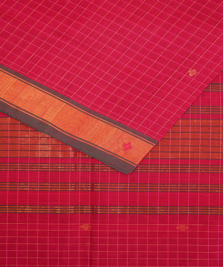Pink handwoven cotton venkatagiri saree