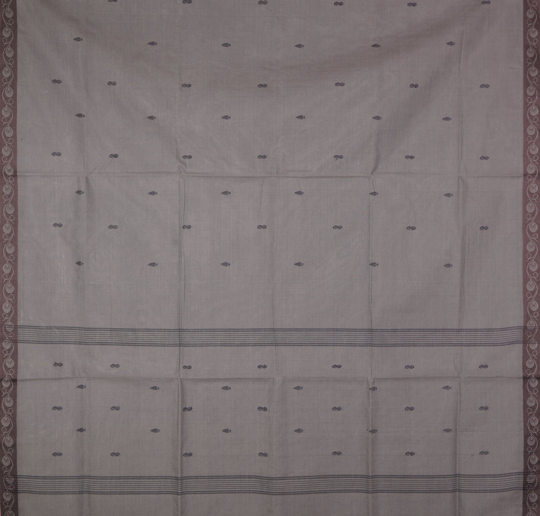 Stone grey handwoven cotton venkatagiri saree