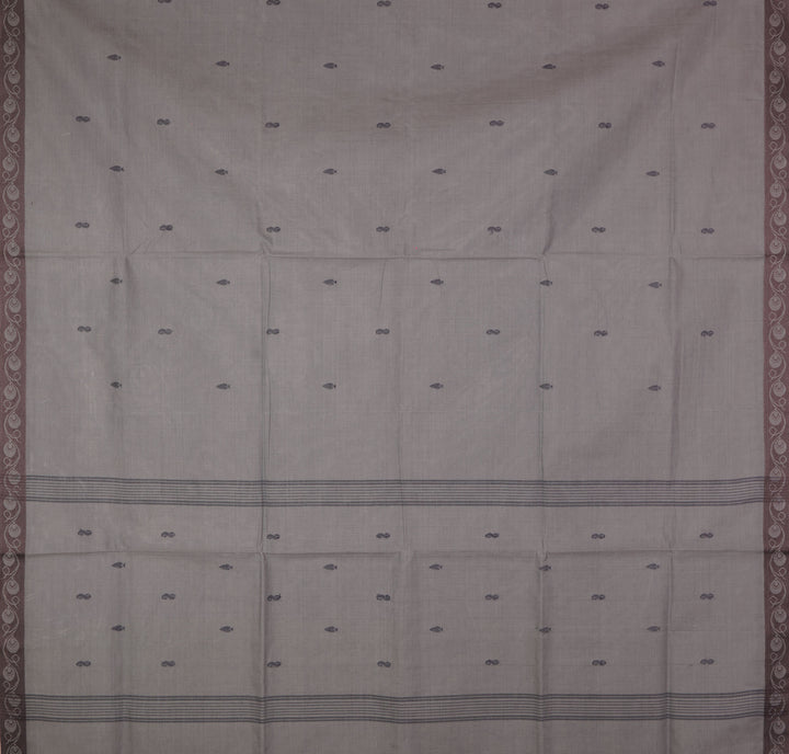 Stone grey handwoven cotton venkatagiri saree