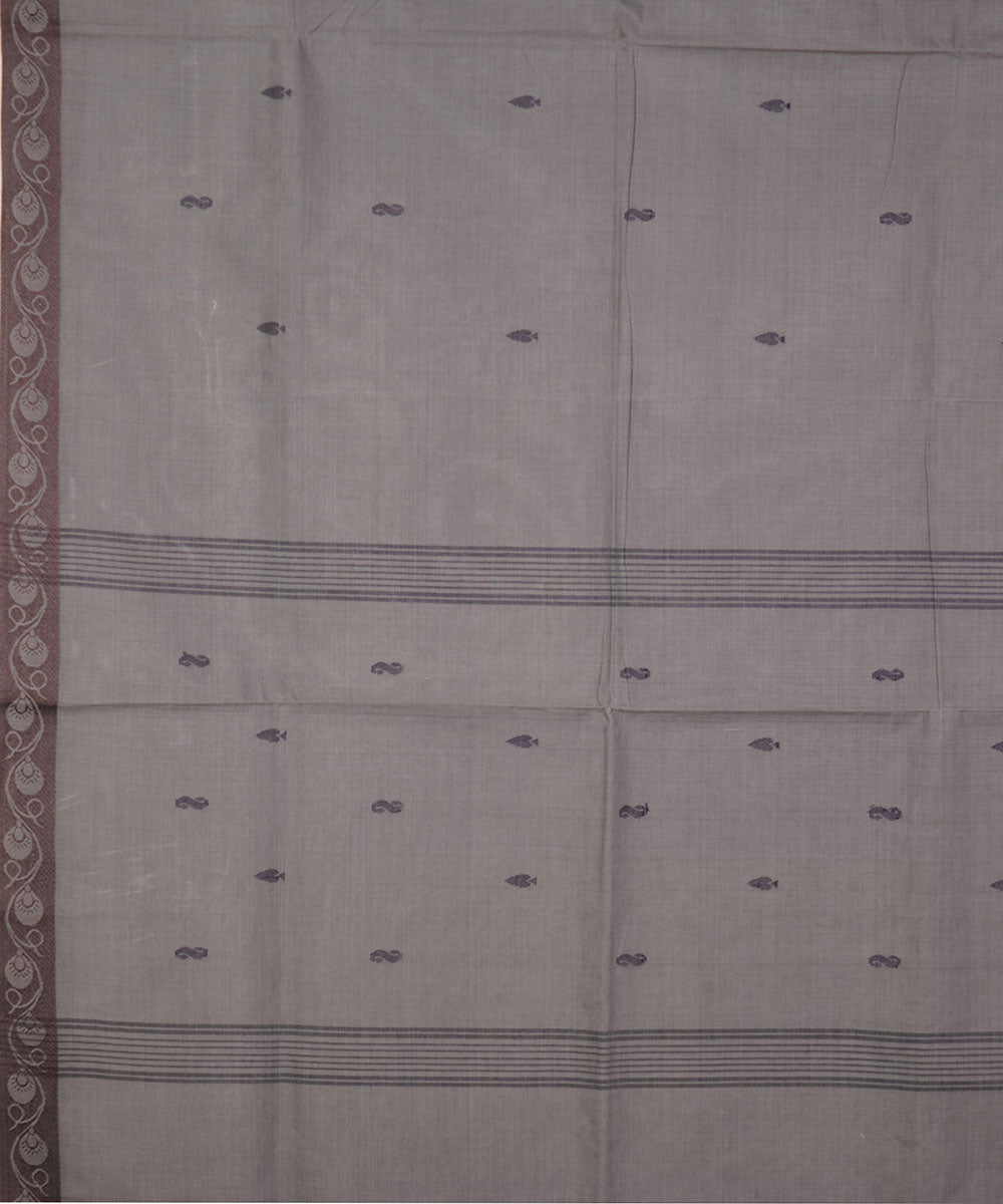 Stone grey handwoven cotton venkatagiri saree