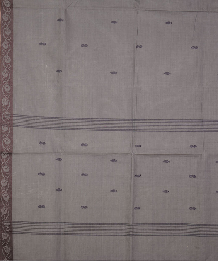 Stone grey handwoven cotton venkatagiri saree