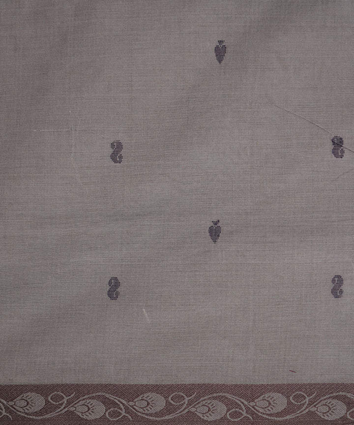 Stone grey handwoven cotton venkatagiri saree