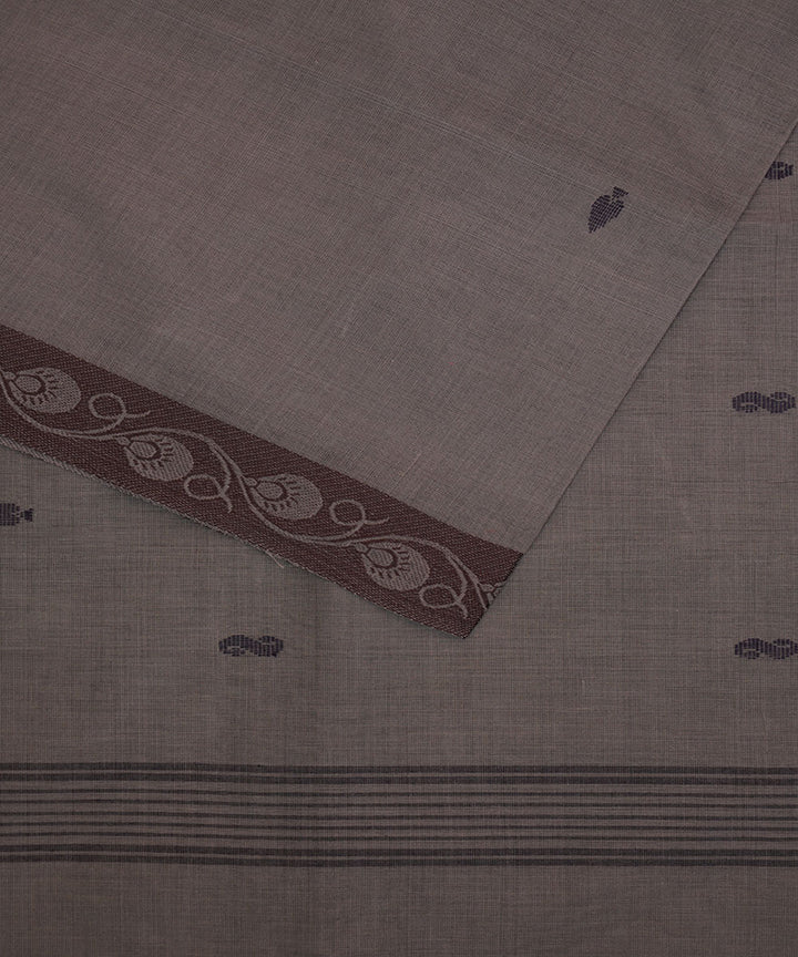 Stone grey handwoven cotton venkatagiri saree