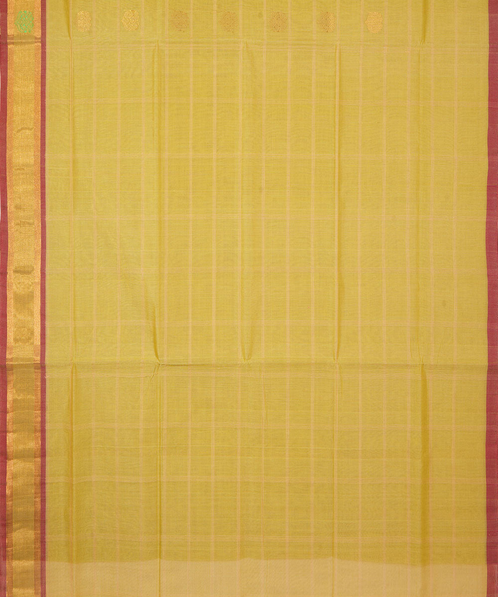 Peach yellow handwoven cotton venkatagiri saree