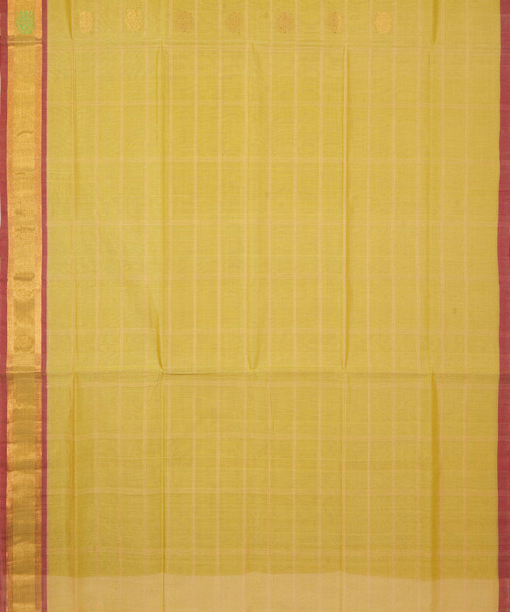 Peach yellow handwoven cotton venkatagiri saree