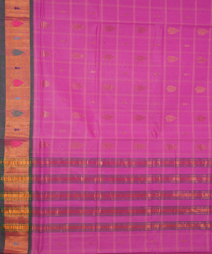 Violet pink handwoven cotton venkatagiri saree