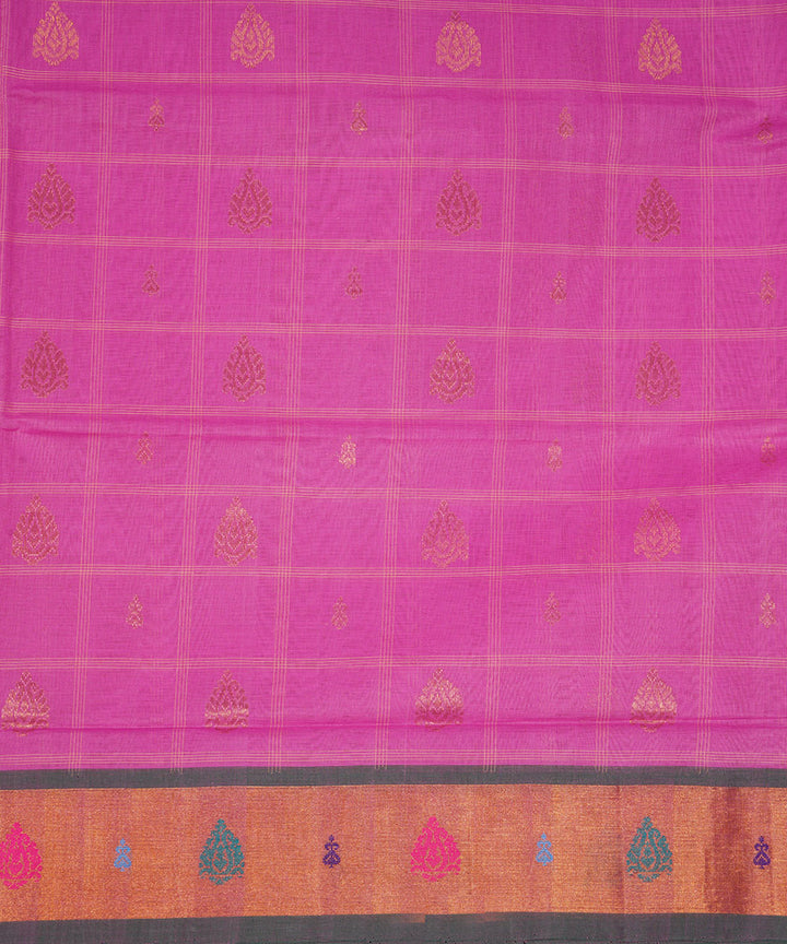 Violet pink handwoven cotton venkatagiri saree