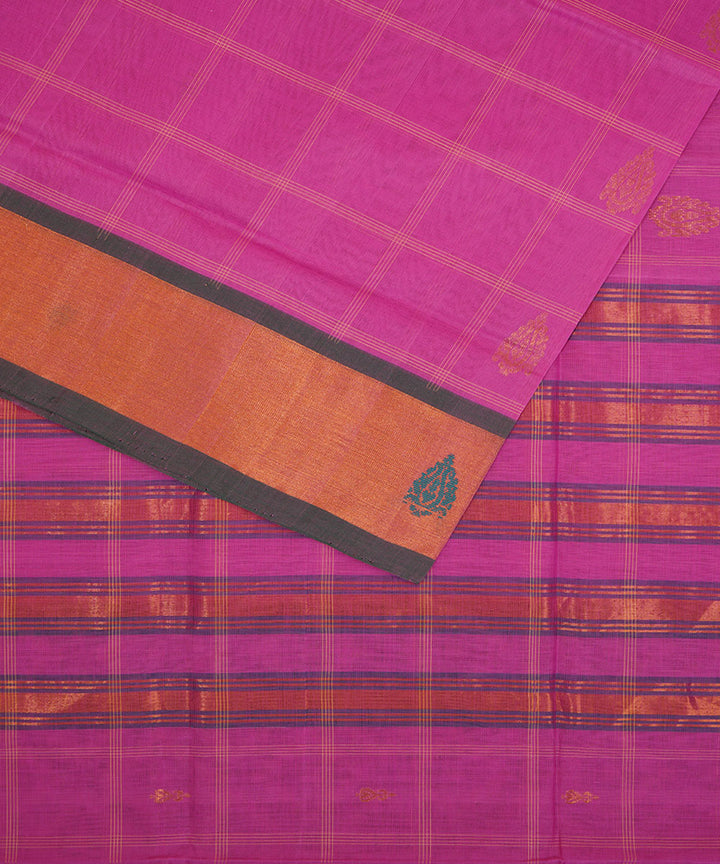 Violet pink handwoven cotton venkatagiri saree