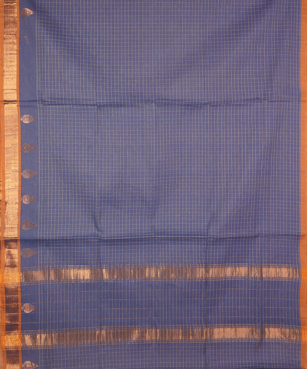 Navy blue handwoven cotton venkatagiri saree
