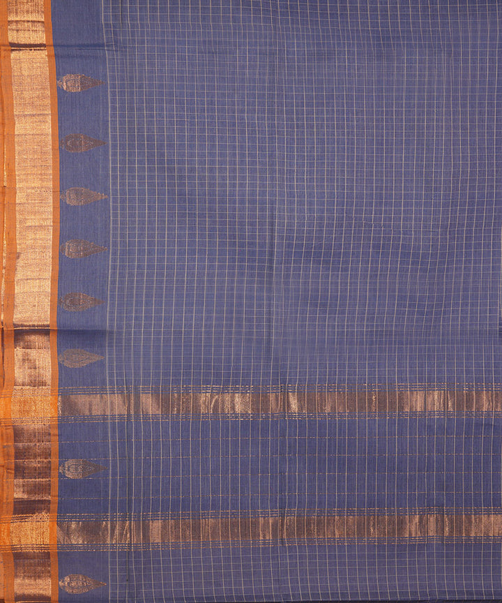 Navy blue handwoven cotton venkatagiri saree