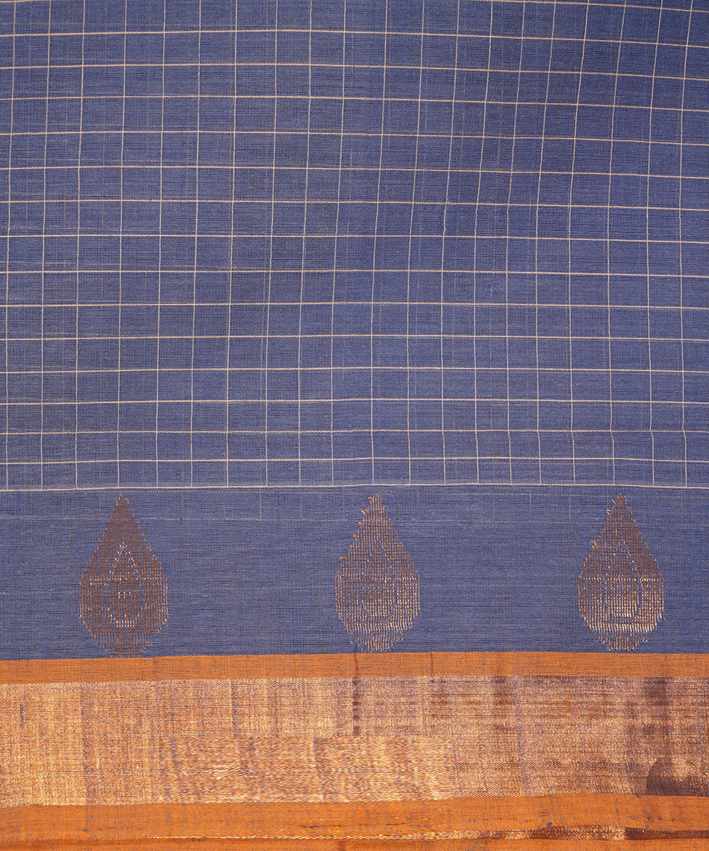 Navy blue handwoven cotton venkatagiri saree
