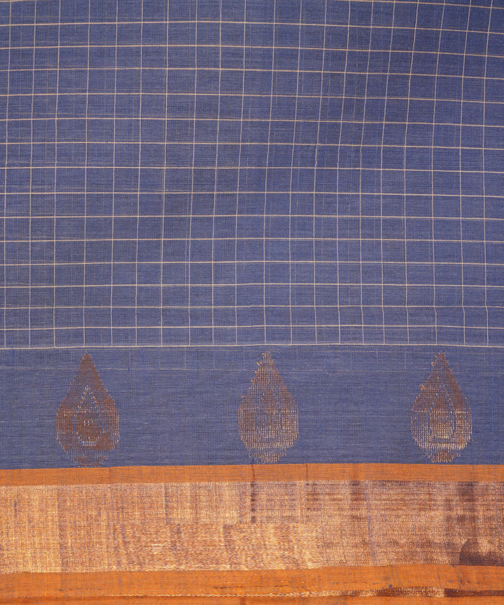 Navy blue handwoven cotton venkatagiri saree