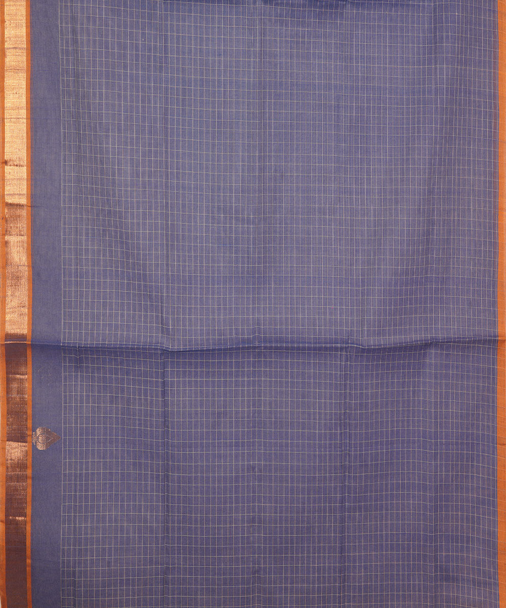 Navy blue handwoven cotton venkatagiri saree
