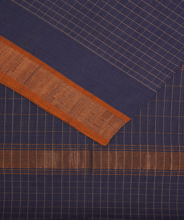 Navy blue handwoven cotton venkatagiri saree