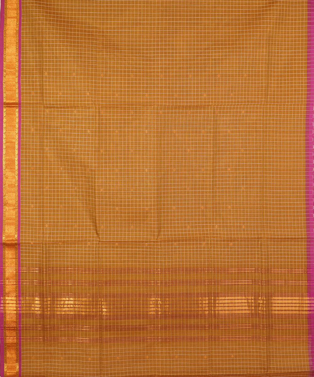 Mustard brown handwoven cotton venkatagiri saree