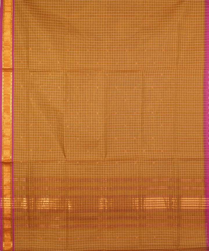 Mustard brown handwoven cotton venkatagiri saree