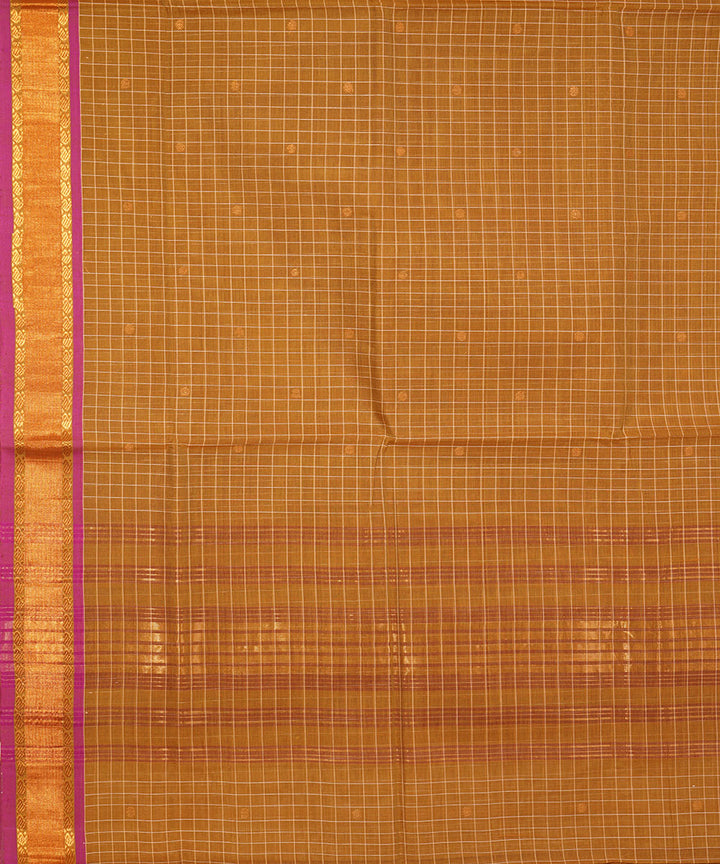 Mustard brown handwoven cotton venkatagiri saree