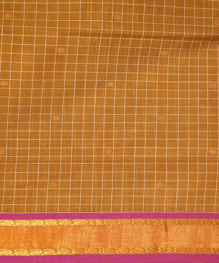 Mustard brown handwoven cotton venkatagiri saree