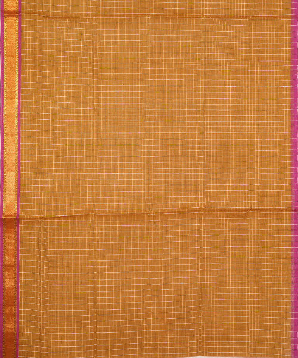 Mustard brown handwoven cotton venkatagiri saree
