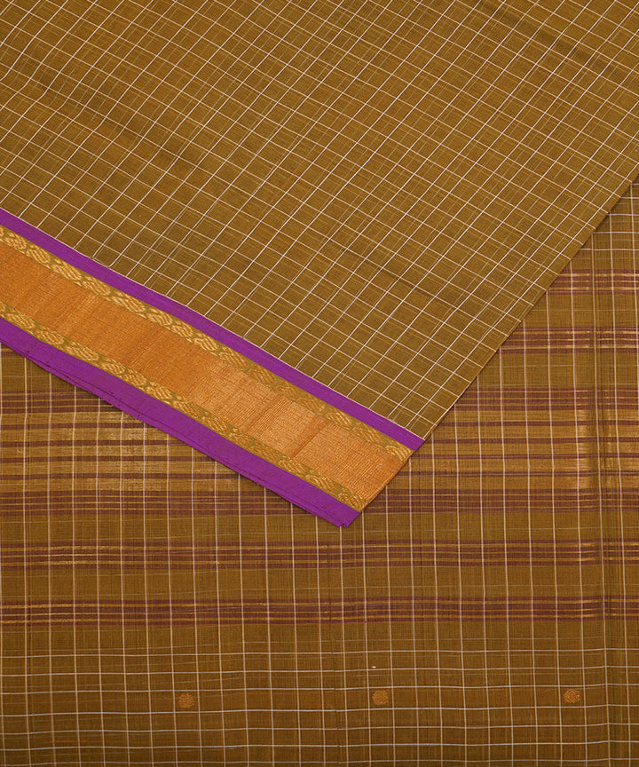 Mustard brown handwoven cotton venkatagiri saree