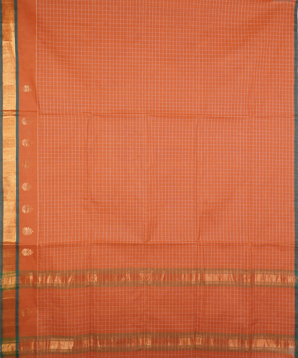 Peach handwoven cotton venkatagiri saree