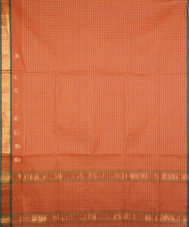 Peach handwoven cotton venkatagiri saree