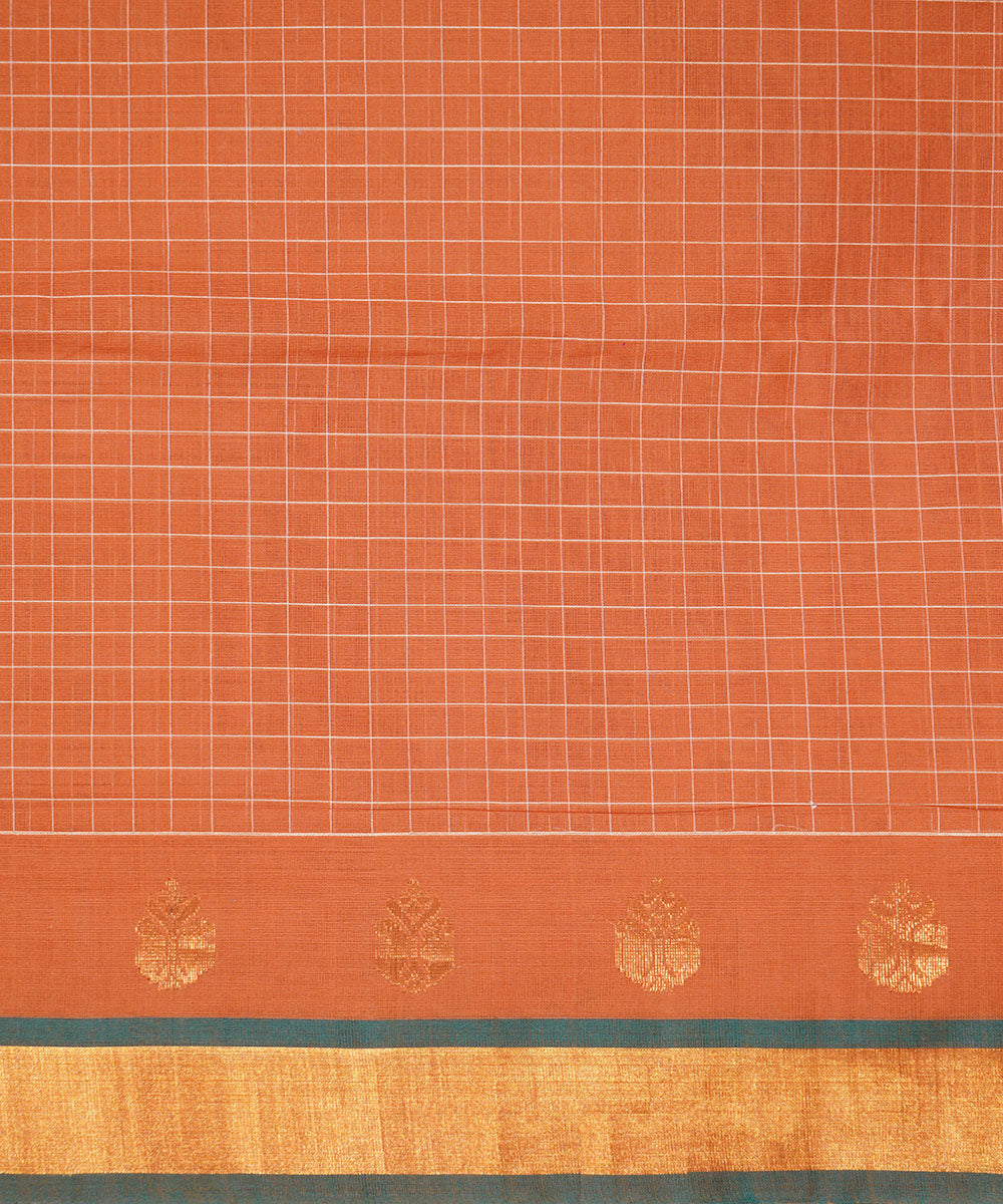 Peach handwoven cotton venkatagiri saree