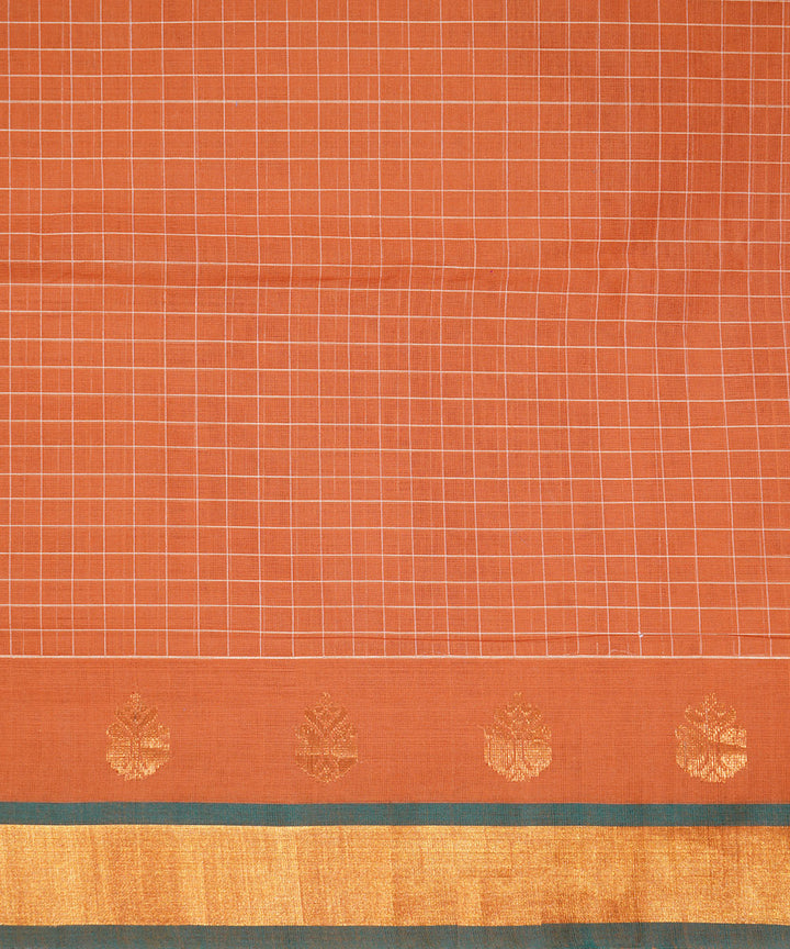 Peach handwoven cotton venkatagiri saree