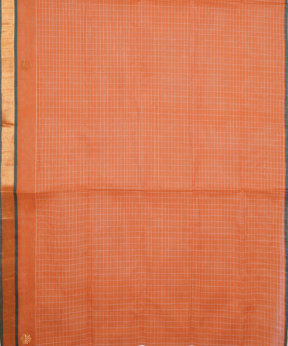 Peach handwoven cotton venkatagiri saree