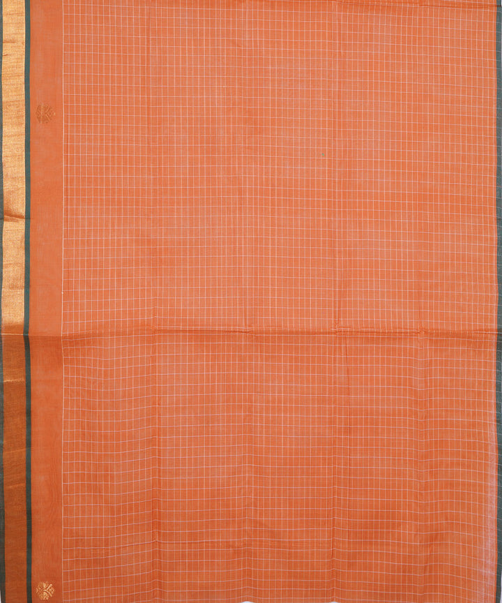 Peach handwoven cotton venkatagiri saree