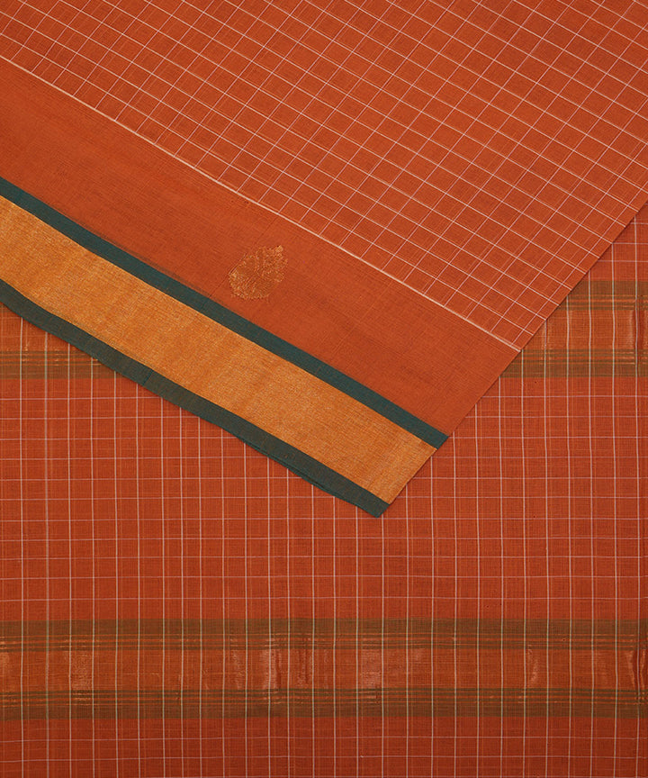 Peach handwoven cotton venkatagiri saree