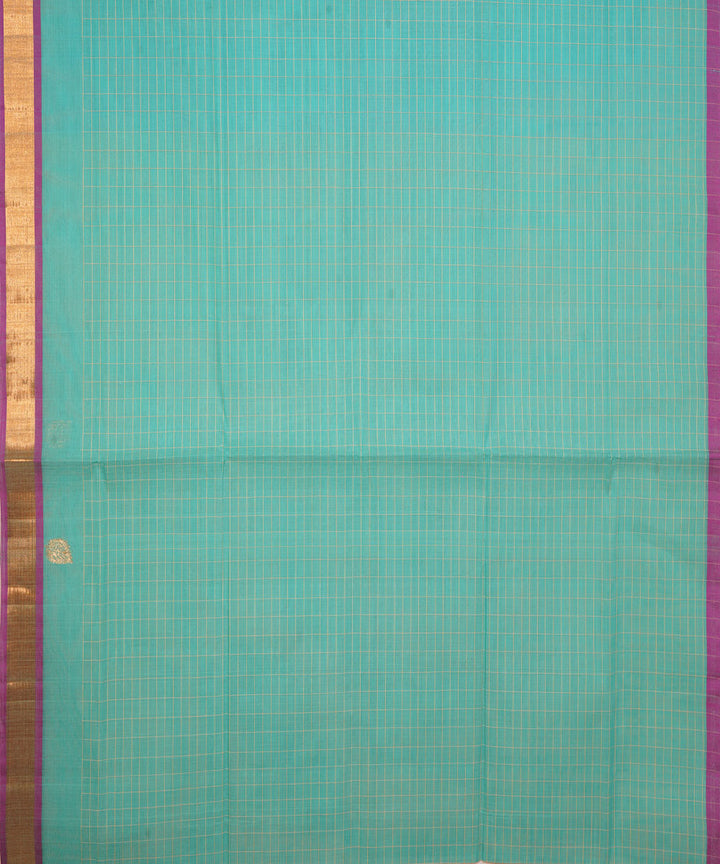 Turquoise handwoven cotton venkatagiri saree