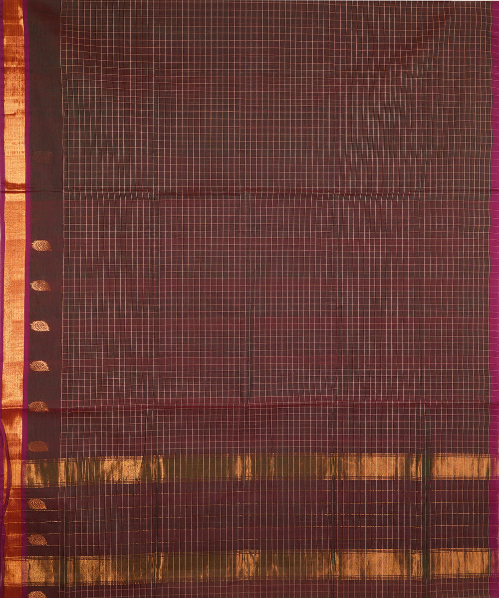 Brown handwoven cotton venkatagiri saree