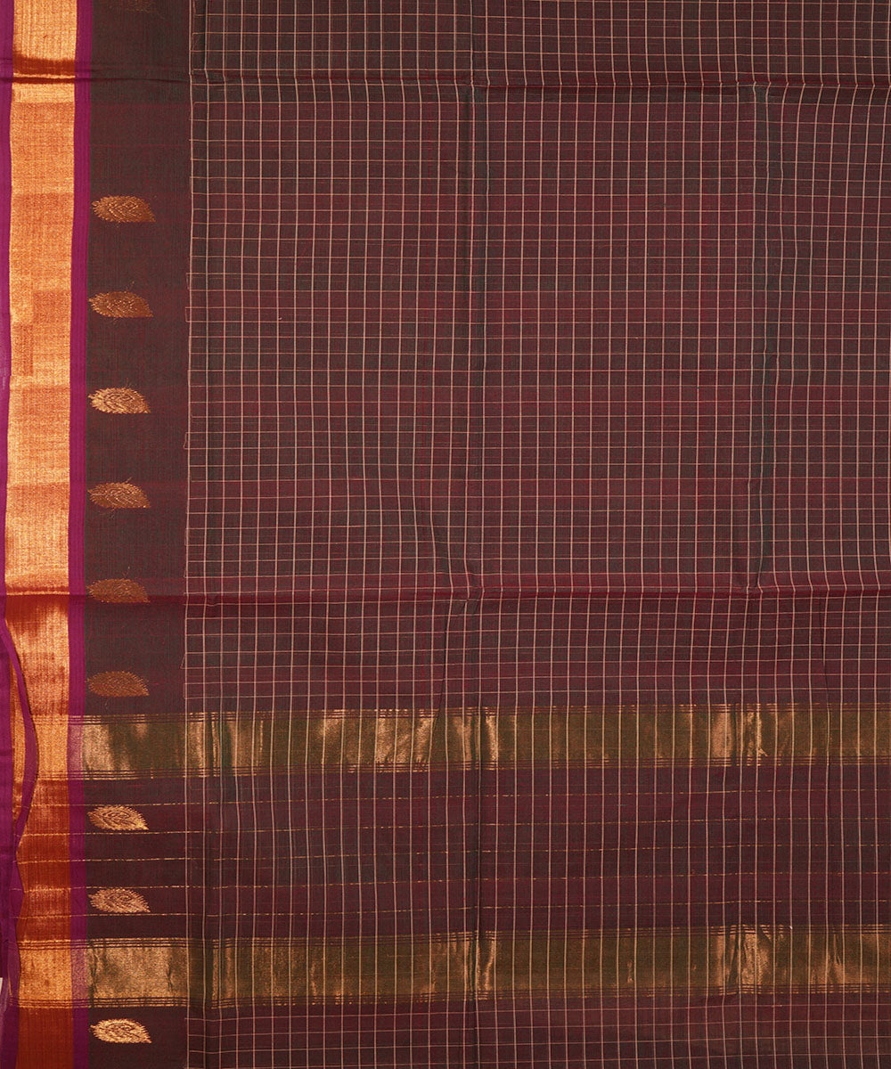 Brown handwoven cotton venkatagiri saree