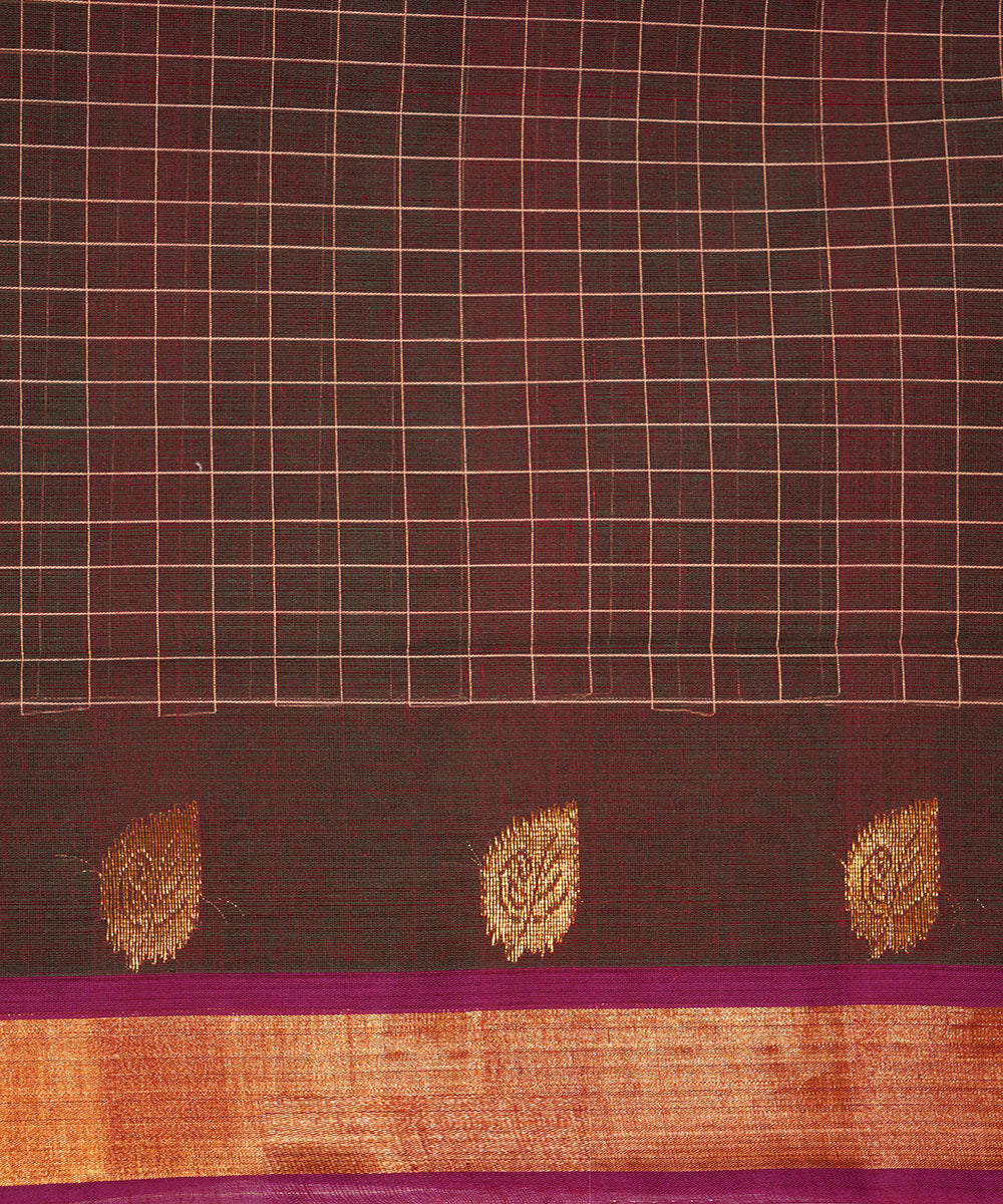 Brown handwoven cotton venkatagiri saree