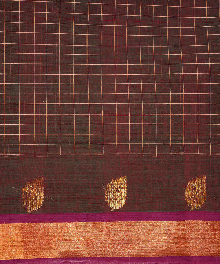 Brown handwoven cotton venkatagiri saree