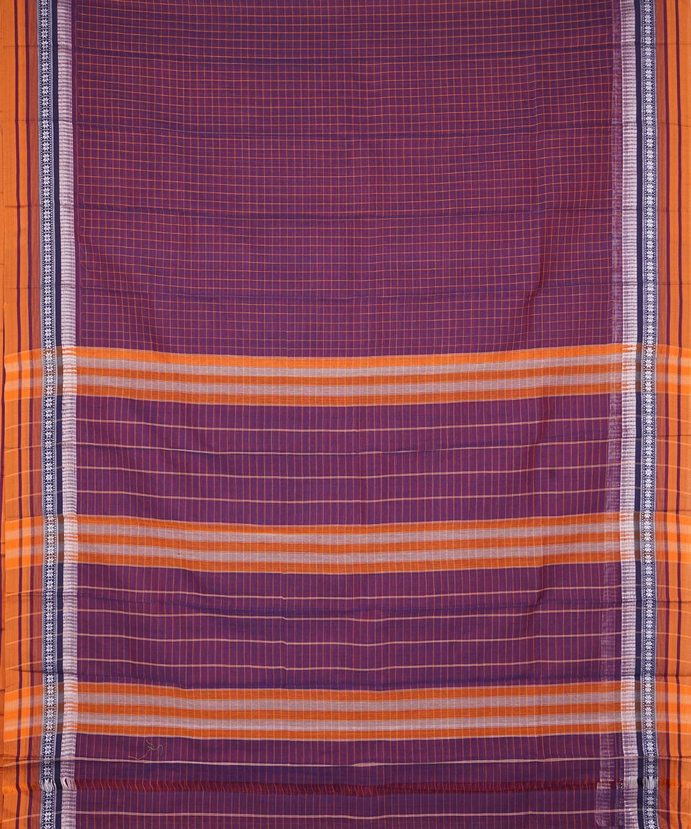 Purple handwoven cotton narayanpet saree