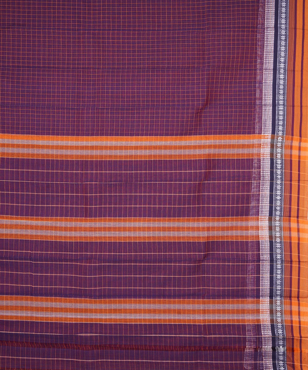 Purple handwoven cotton narayanpet saree